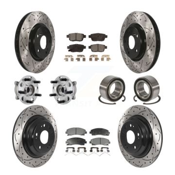 Front Rear Hub Bearing Coated Disc Brake Rotor Pads Kit (10Pc) For 2009-2013 Acura TL AWD KBB-126637