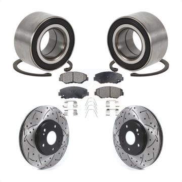 Front Wheel Bearing Drill Slot Brake Rotor Pad Kit For 2005 Honda Accord Hybrid with 3.0L KBB-126649