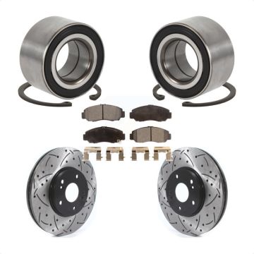Front Wheel Bearing Coated Drilled Slotted Disc Brake Rotor And Pads Kit For Honda Accord KBB-126650