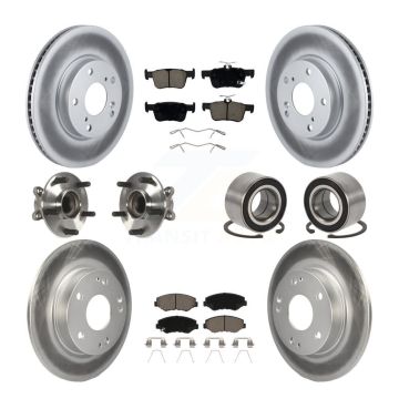 Front Rear Hub Bearing Coated Disc Brake Rotor And Ceramic Pad Kit (10Pc) For Honda Civic KBB-126651