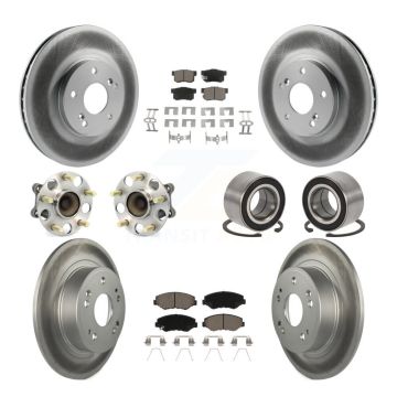Front Rear Wheel Hub Bearing Coated Disc Brake Rotor And Pads Kit (10Pc) For Honda Accord KBB-126652