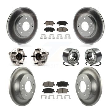 Front Rear Hub Bearing Coated Disc Brake Rotors And Pads Kit (10Pc) For 2014 Kia Forte LX KBB-126655