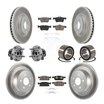 Front Rear Hub Bearing Coated Disc Brake Rotor And Pads Kit (10Pc) For 2015 Ford Edge FWD KBB-126658