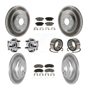 Front Rear Hub Bearing Coated Disc Brake Rotor Pads Kit (10Pc) For 2009-2013 Acura TL AWD KBB-126662