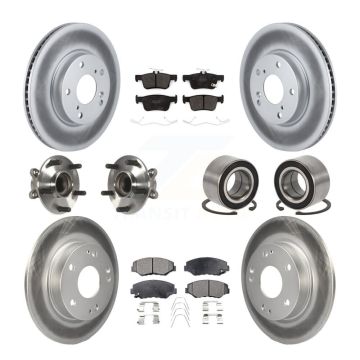 Front Rear Wheel Hub Bearing Coated Disc Brake Rotors And Pads Kit (10Pc) For Honda Civic KBB-126681