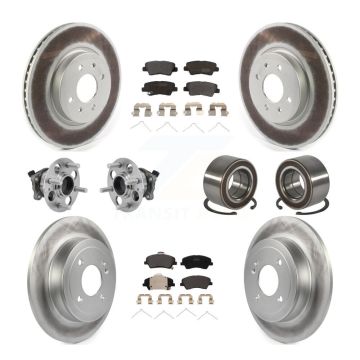 Front Rear Hub Bearing Coated Disc Brake Rotor Pads Kit (10Pc) For Kia Rio Hyundai Accent KBB-126682