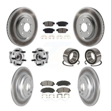 Front Rear Hub Bearing Coated Disc Brake Rotor Pads Kit (10Pc) For 2009-2013 Acura TL AWD KBB-126713