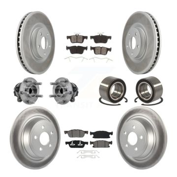 Front Rear Hub Bearing Coated Disc Brake Rotor And Pads Kit (10Pc) For 2015 Ford Edge FWD KBB-126714
