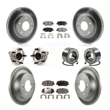 Front Rear Hub Bearing Coated Disc Brake Rotors And Pads Kit (10Pc) For 2014 Kia Forte LX KBB-126727
