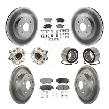Front Rear Wheel Hub Bearing Coated Disc Brake Rotor And Pads Kit (10Pc) For Honda Accord KBB-126733