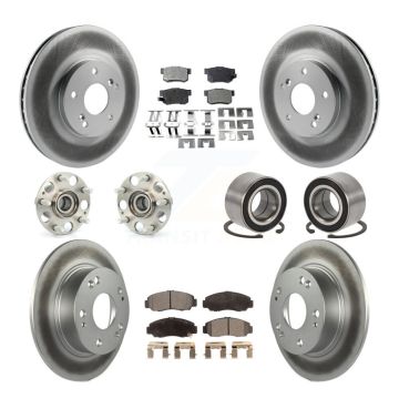 Front Rear Wheel Hub Bearing Coated Disc Brake Rotor And Pads Kit (10Pc) For Honda Accord KBB-126734