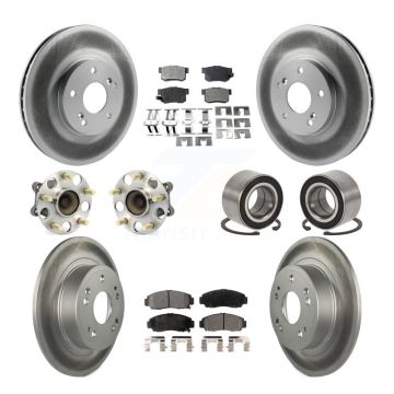 Front Rear Wheel Hub Bearing Coated Disc Brake Rotor And Pads Kit (10Pc) For Honda Accord KBB-126735