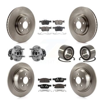 Front Rear Hub Bearing Disc Brake Rotor And Ceramic Pad Kit (10Pc) For 2015 Ford Edge FWD KBB-127712