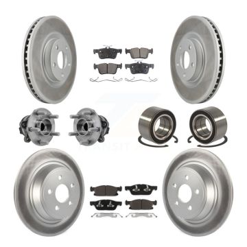Front Rear Hub Bearing Coated Disc Brake Rotor And Pads Kit (10Pc) For 2015 Ford Edge FWD KBB-127716