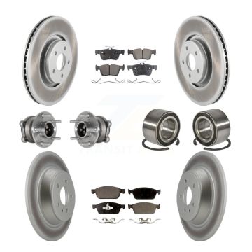 Front Rear Hub Bearing Coated Disc Brake Rotor And Ceramic Pad Kit (10Pc) For Lincoln MKC KBB-127717