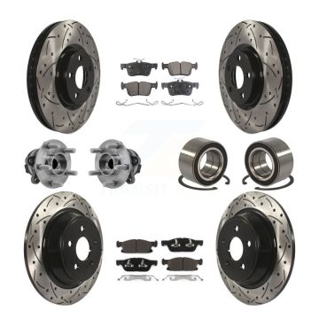 Front Rear Hub Bearing Coated Disc Brake Rotor And Pads Kit (10Pc) For 2015 Ford Edge FWD KBB-127874