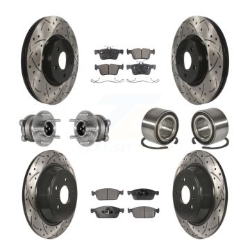 Front Rear Hub Bearing Coated Disc Brake Rotor Pad Kit (10Pc) For Ford Escape Lincoln MKC KBB-127876