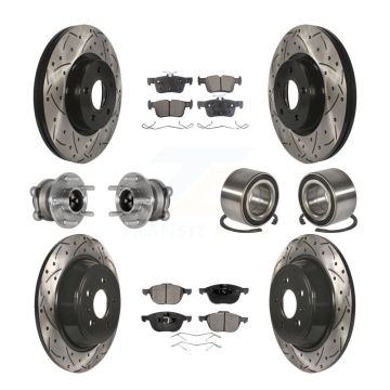 Front Rear Hub Bearing Coat Brake Rotor Pad Kit (10Pc) For Ford Escape FWD with 2.5L/1.5L KBB-127877