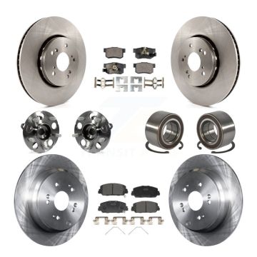 Front Rear Hub Bearings Disc Brake Rotors And Pads Kit (10Pc) For 2013-2016 Acura RDX AWD KBB-128063