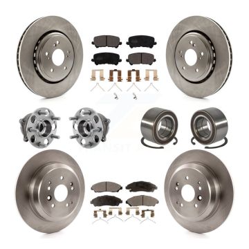 Front Rear Hub Bearings Disc Brake Rotors And Pads Kit (10Pc) For 2014-2016 Acura MDX AWD KBB-128065