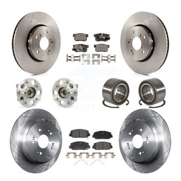 Front Rear Hub Bearings Disc Brake Rotors And Pads Kit (10Pc) For 2017-2018 Acura RDX AWD KBB-128066