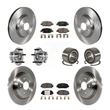 Front Rear Wheel Hub Bearing Disc Brake Rotors And Ceramic Pads Kit (10Pc) For Honda CR-V KBB-128068