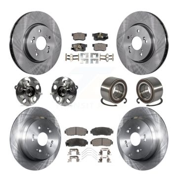 Front Rear Hub Bearing Disc Brake Rotors And Pads Kit (10Pc) For 2012-2016 Honda CR-V AWD KBB-128071