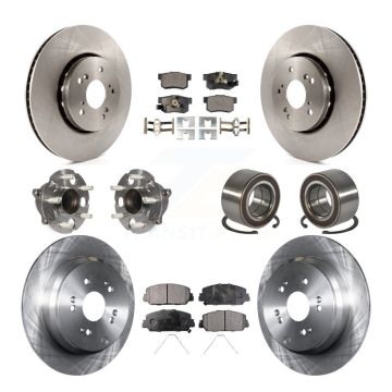 Front Rear Hub Bearings Disc Brake Rotors And Pads Kit (10Pc) For 2013-2018 Acura RDX FWD KBB-128074