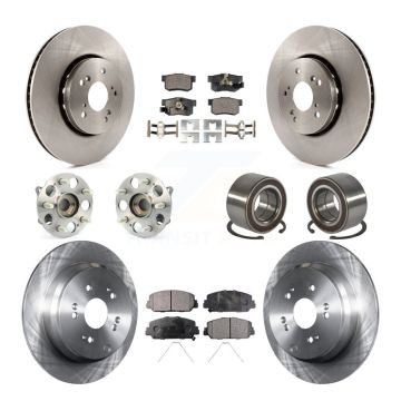 Front Rear Hub Bearings Disc Brake Rotors And Pads Kit (10Pc) For 2017-2018 Acura RDX AWD KBB-128075