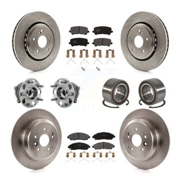 Front Rear Hub Bearings Disc Brake Rotors And Pads Kit (10Pc) For 2014-2016 Acura MDX AWD KBB-128076