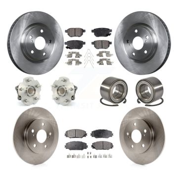 Front Rear Hub Bearing Disc Brake Rotor & Pads Kit (10Pc) For 2017-2018 Toyota Corolla iM KBB-128078
