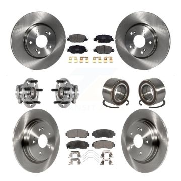Front Rear Hub Bearing Disc Brake Rotors And Semi-Metallic Pads Kit (10Pc) For Honda CR-V KBB-128081