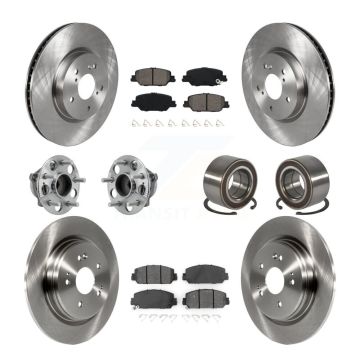 Front Rear Hub Bearing Disc Brake Rotors And Semi-Metallic Pads Kit (10Pc) For Honda CR-V KBB-128083