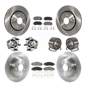 Front Rear Hub Bearings Disc Brake Rotors And Semi-Metallic Pads Kit (10Pc) For Acura MDX KBB-128085