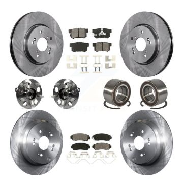 Front Rear Hub Bearing Disc Brake Rotors And Pads Kit (10Pc) For 2012-2016 Honda CR-V AWD KBB-128087