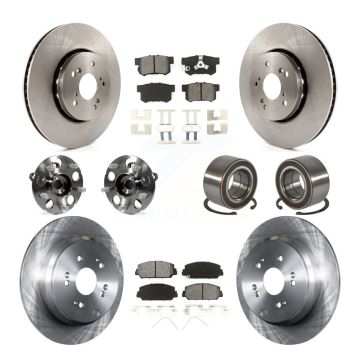 Front Rear Hub Bearings Disc Brake Rotors And Pads Kit (10Pc) For 2013-2016 Acura RDX AWD KBB-128088