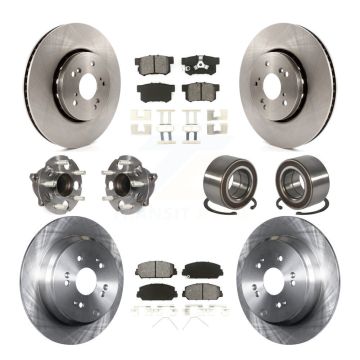 Front Rear Hub Bearings Disc Brake Rotors And Pads Kit (10Pc) For 2013-2018 Acura RDX FWD KBB-128089