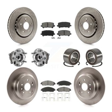 Front Rear Hub Bearings Disc Brake Rotors And Pads Kit (10Pc) For 2014-2016 Acura MDX AWD KBB-128092
