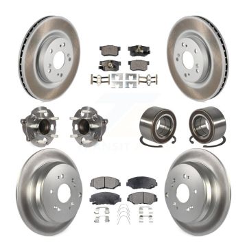 Front Rear Hub Bearing Coated Brake Rotor And Pad Kit (10Pc) For 2012-2016 Honda CR-V FWD KBB-128095