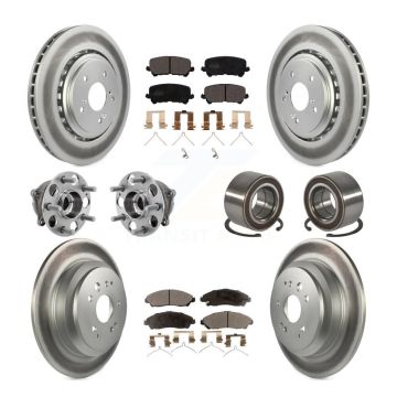 Front Rear Hub Bearing Coated Disc Brake Rotor Pad Kit (10Pc) For 2014-2016 Acura MDX AWD KBB-128098