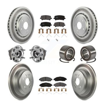 Front Rear Hub Bearing Coated Disc Brake Rotor Pad Kit (10Pc) For 2014-2016 Acura MDX AWD KBB-128114