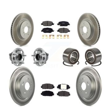 Front Rear Hub Bearing Assembly Coated Disc Brake Rotor And Pad Kit (10Pc) For Honda CR-V KBB-128116