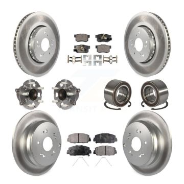 Front Rear Hub Bearing Coated Disc Brake Rotor Pad Kit (10Pc) For 2013-2018 Acura RDX FWD KBB-128119