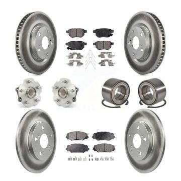 Front Rear Hub Bearing Coated Brake Rotor Pads Kit (10Pc) For 2017-2018 Toyota Corolla iM KBB-128123