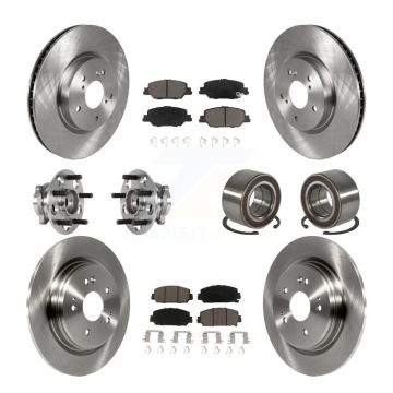 Front Rear Wheel Hub Bearing Disc Brake Rotors And Ceramic Pads Kit (10Pc) For Honda CR-V KBB-128126