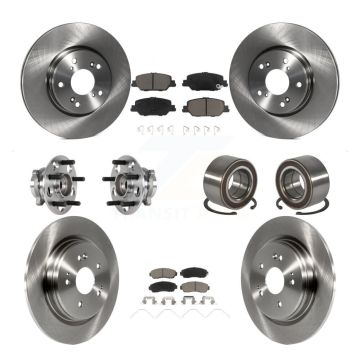 Front Rear Wheel Hub Bearing Disc Brake Rotors And Ceramic Pads Kit (10Pc) For Honda CR-V KBB-128128