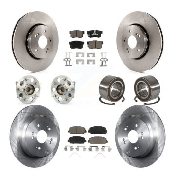 Front Rear Hub Bearings Disc Brake Rotors And Pads Kit (10Pc) For 2017-2018 Acura RDX AWD KBB-128129