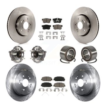 Front Rear Hub Bearings Disc Brake Rotors And Pads Kit (10Pc) For 2013-2018 Acura RDX FWD KBB-128130