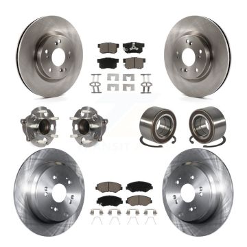 Front Rear Hub Bearing Disc Brake Rotors And Pads Kit (10Pc) For 2012-2016 Honda CR-V FWD KBB-128132