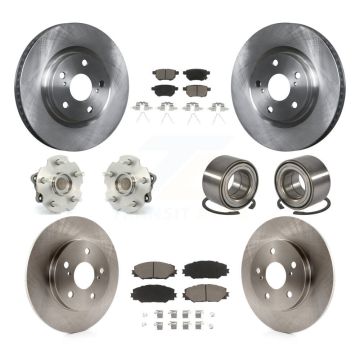Front Rear Hub Bearing Disc Brake Rotor & Pads Kit (10Pc) For 2017-2018 Toyota Corolla iM KBB-128134